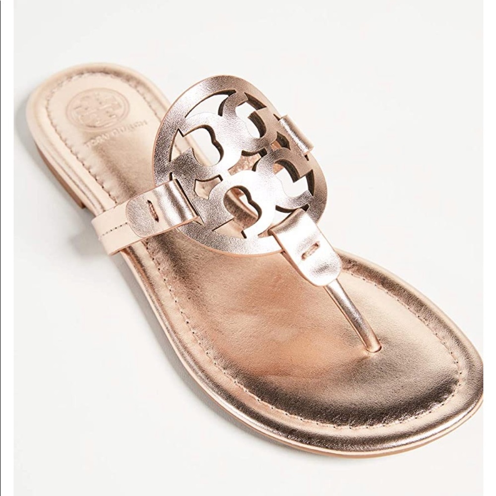 Tory Burch Miller Sandals Metallic Rose Gold Sz6.5
